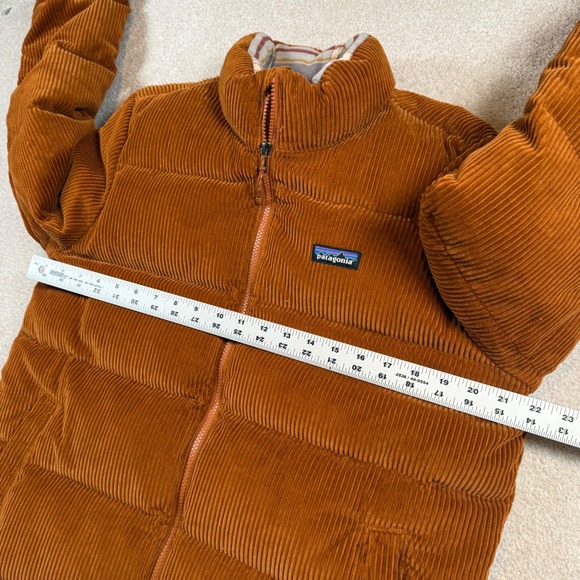 Patagonia Women Large Cord Fjord Down Coat Orange Full Zip Down Insulated Jacket - Picture 10 of 10